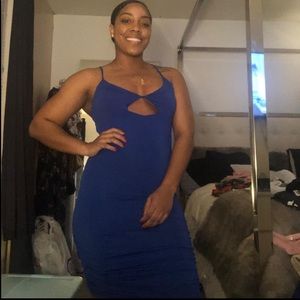 Blue Runched Bottom Dress